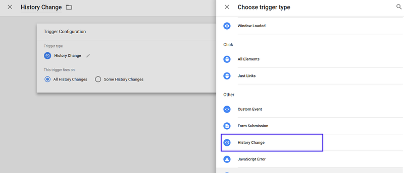 Creating History Change trigger in GTM